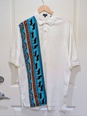 EUC Jack Spicklaus L White Cotton Polo with Western Front Panel